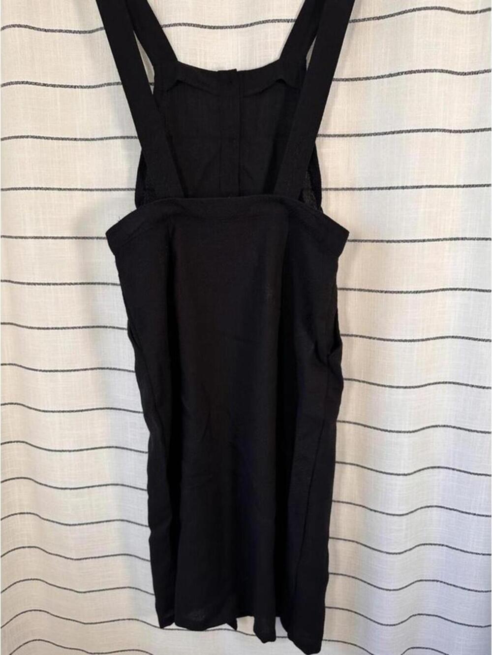 Goldie Black Button-Front Pinafore Dress Size M Minimalist - Picture 4 of 8